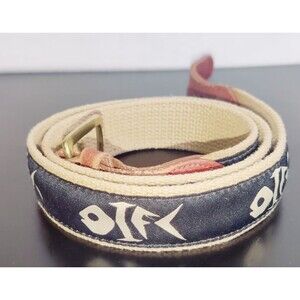 Alvin-Dennis Leather Man Ltd. Embroidered FISH Belt Leather Trim Black Size 38